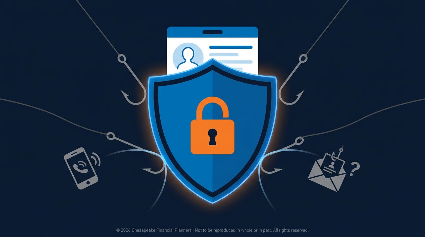 Blue shield with an orange lock protecting a document, illustrating data privacy and cybersecurity