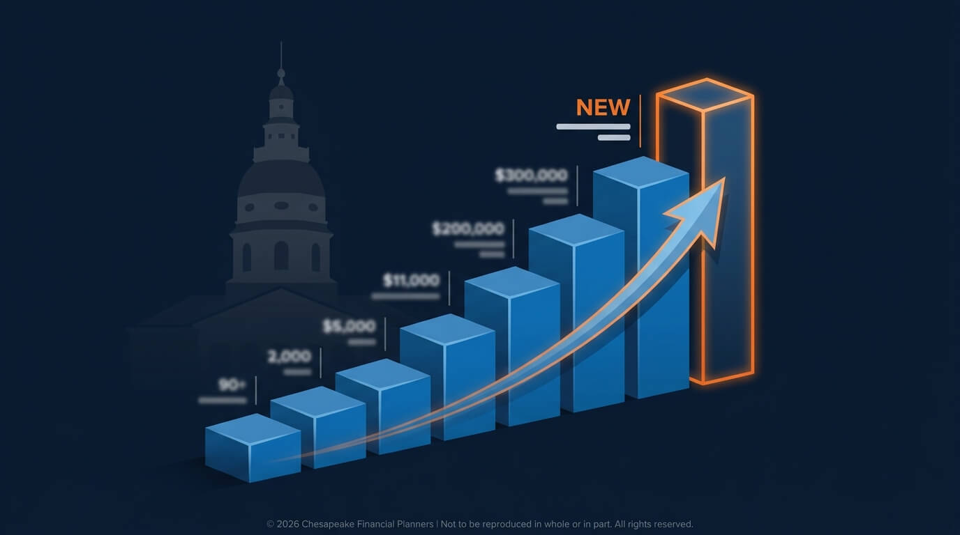 Blue ascending bar chart with an orange-outlined tall bar and upward arrow, illustrating financial growth with a 'NEW' label